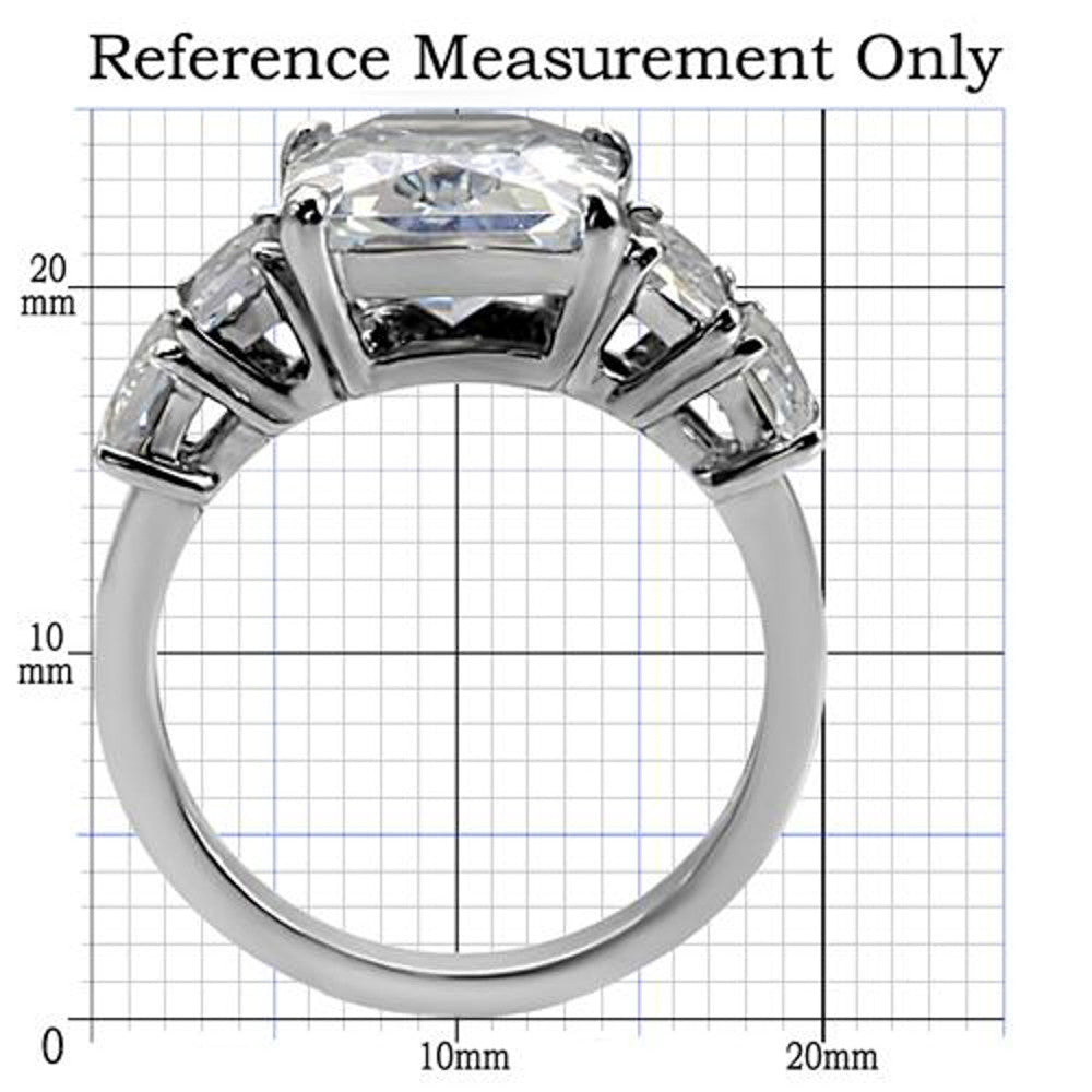 ARTK007 Stainless Steel 9.50 Ct Radiant Cut Zirconia Engagement Ring Women's Sizes 5-10