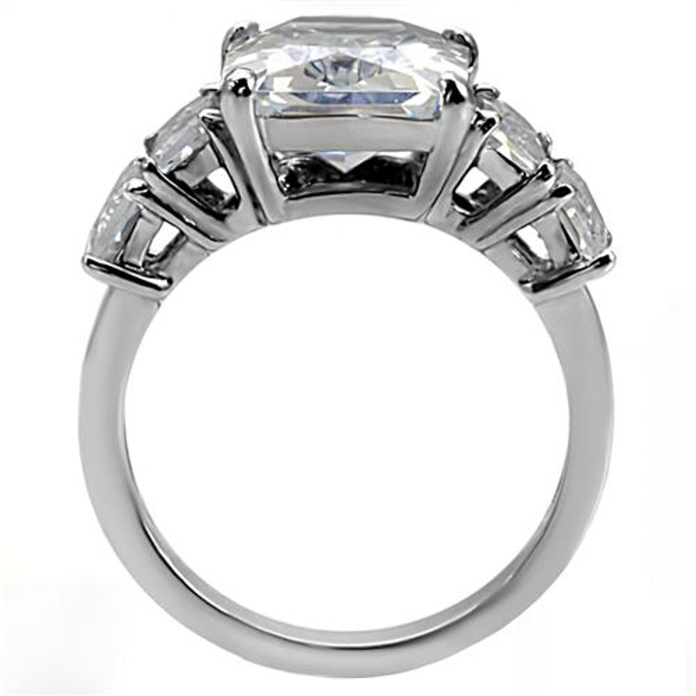 ARTK007 Stainless Steel 9.50 Ct Radiant Cut Zirconia Engagement Ring Women's Sizes 5-10