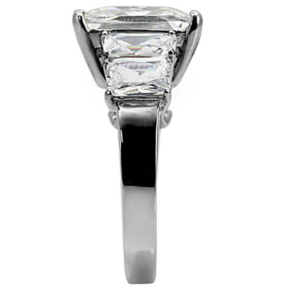 ARTK007 Stainless Steel 9.50 Ct Radiant Cut Zirconia Engagement Ring Women's Sizes 5-10