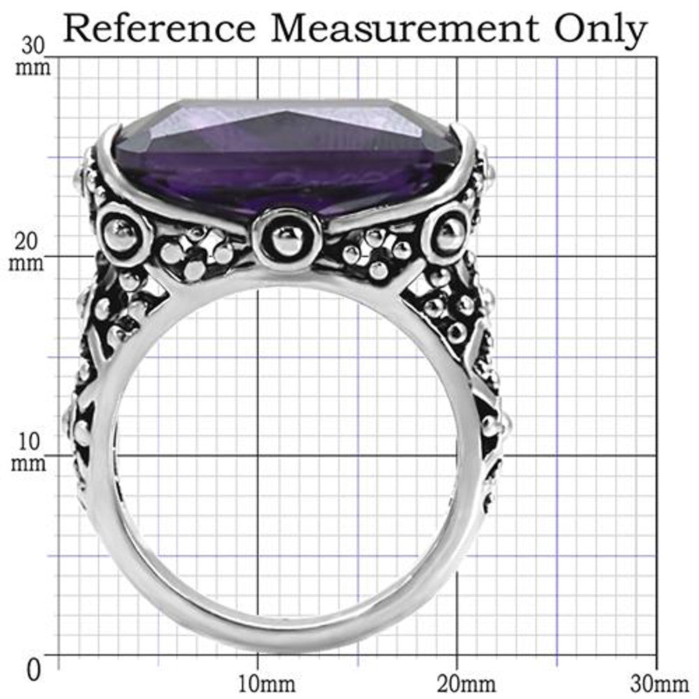 ARTK015 Stainless Steel 28 Ct Emerald Cut Amethyst CZ Antique Celtic Style Ring Sz 5-10