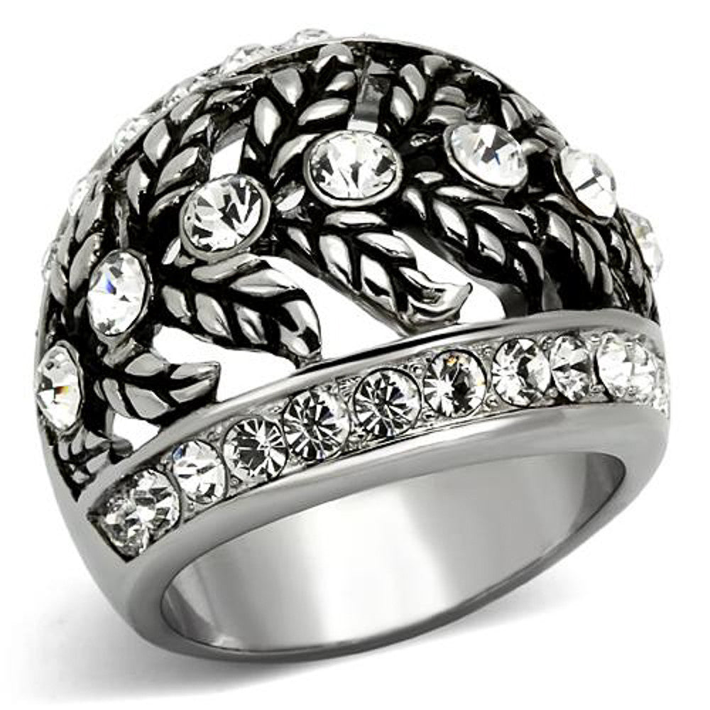 STUNNING WOMEN'S CRYSTAL STAINLESS STEEL ANTIQUE DOME FASHION RING SIZE 5-10