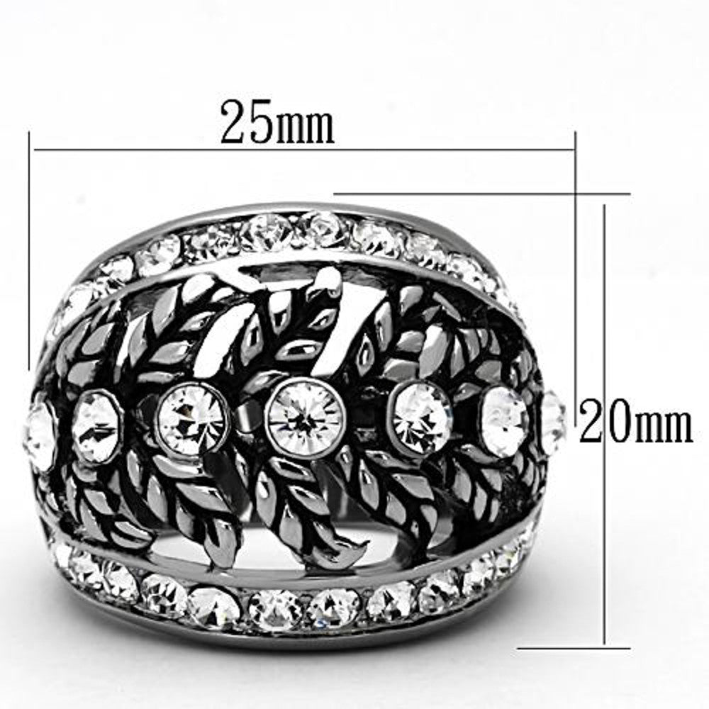 ARTK1015  Stainless Steel Stunning Women's Crystal Antique Dome Fashion Ring Size 5-10