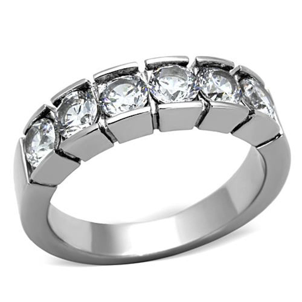 1.50 CT ROUND CUT CZ STAINLESS STEEL 316 WEDDING BAND RING WOMEN'S SIZES 5-10