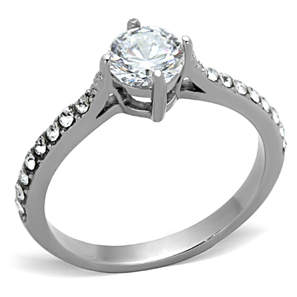 1CT CUBIC ZIRCONIA SILVER STAINLESS STEEL ENGAGEMENT WEDDING RING WOMENS SZ 5-10