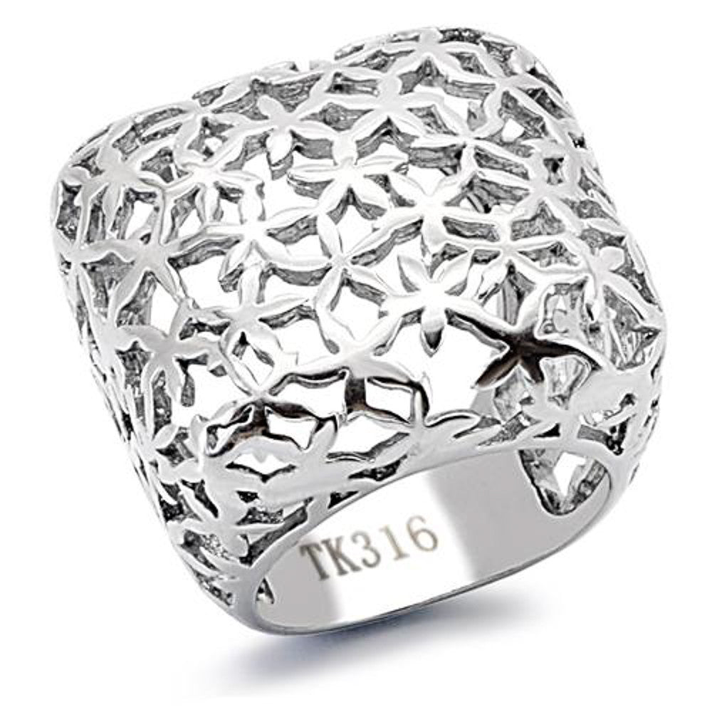 HIGH POLISHED 25mm WIDE SQUARE STAINLESS STEEL 316 FASHION RING WOMEN'S SZ 5-10