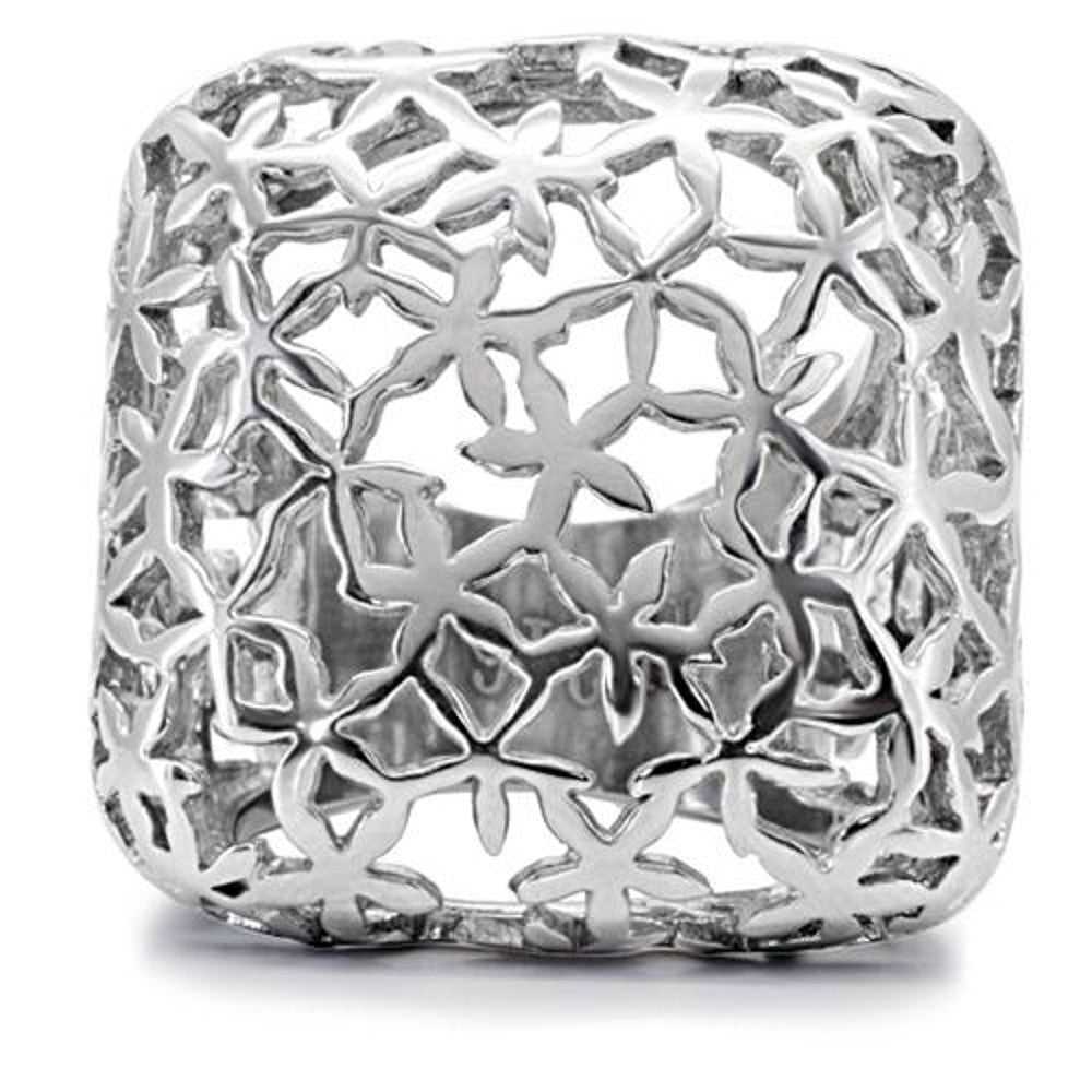 ARTK133 Stainless Steel 316 High Polished 25mm Wide Square Fashion Ring Women's Sz 5-10