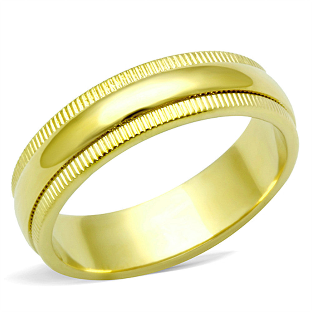 GOLD ION PLATED STAINLESS STEEL 316, 5.2 mm WIDE WEDDING BAND WOMENS SIZES 5-10