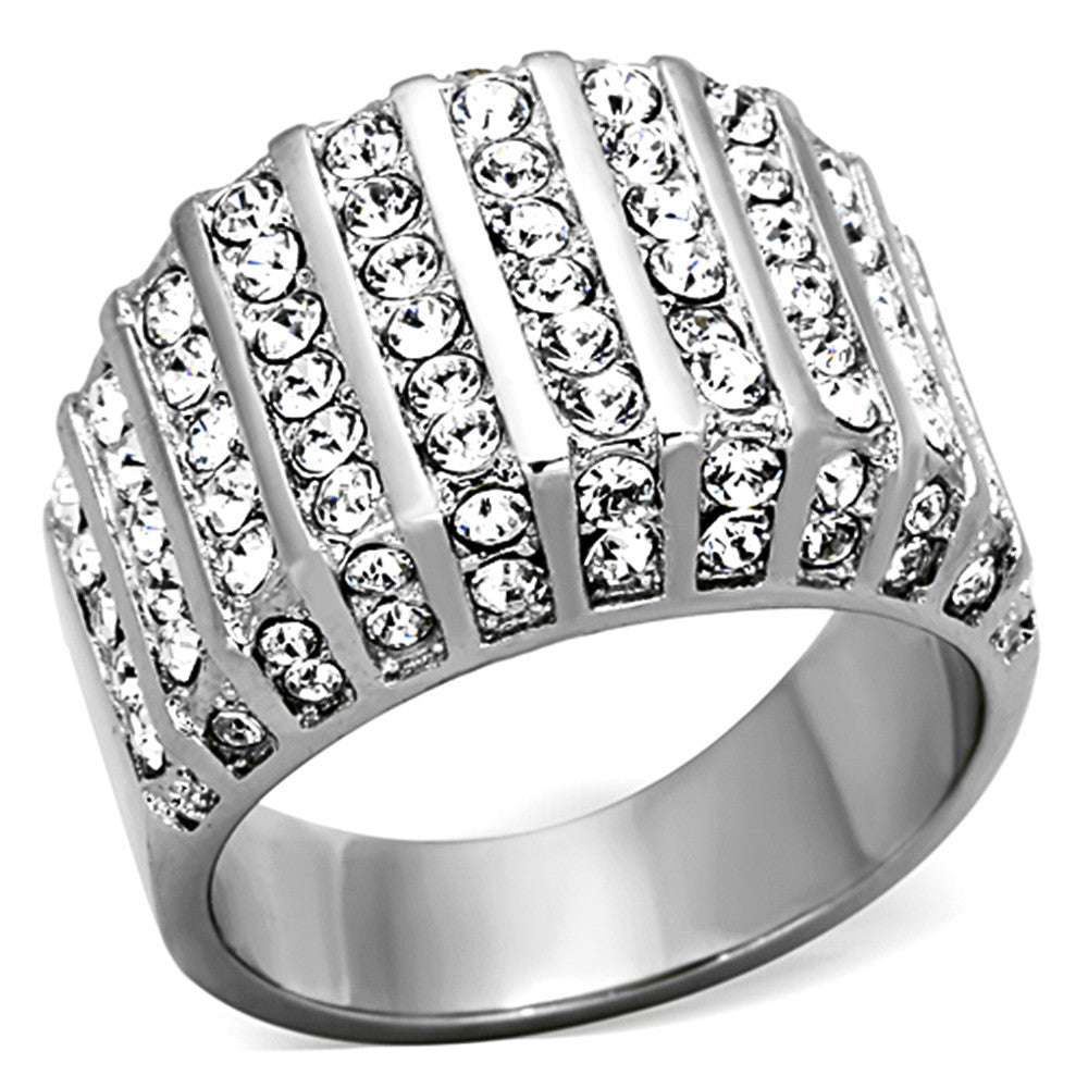 2.75 CT ROUND CUT CZ STAINLESS STEEL WIDE BAND FASHION RING WOMEN'S SIZE 5-10