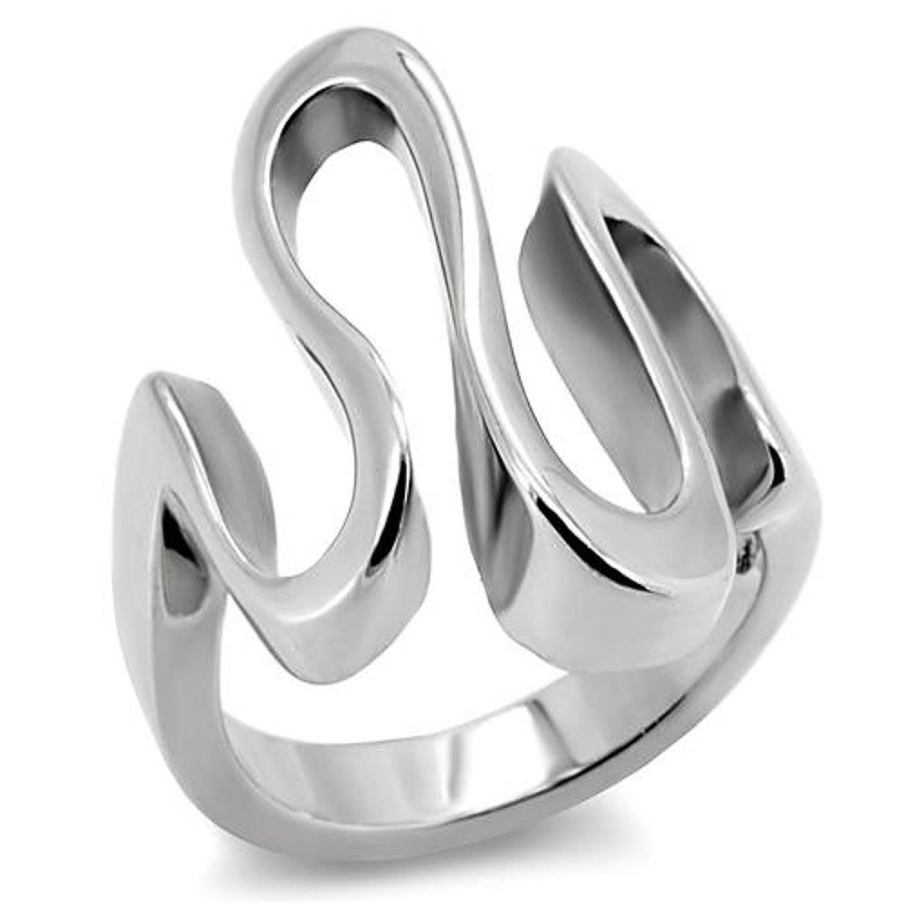 HIGH POLISHED STAINLESS STEEL 316 WAVE COCKTAIL FASHION RING WOMEN'S SIZE 5-10