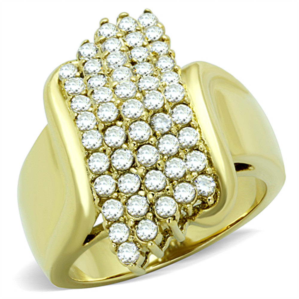 STUNNING 1 CT CZ 14K GOLD ION PLATED STAINLESS STEEL 316L COCKTAIL RING WOMEN'S SIZE 5-10