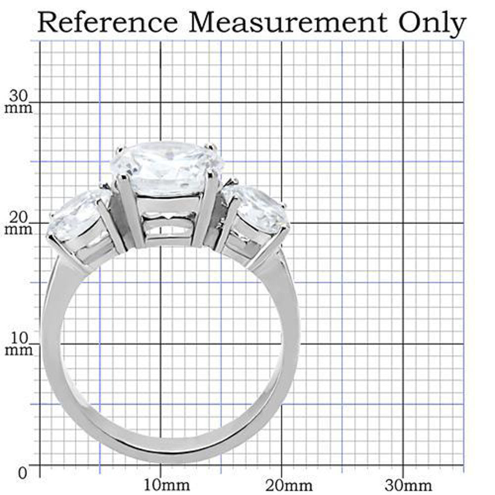 ARTK168 Stainless Steel Women's Three Stone Zirconia Anniversary Engagement Ring Sz 5-10