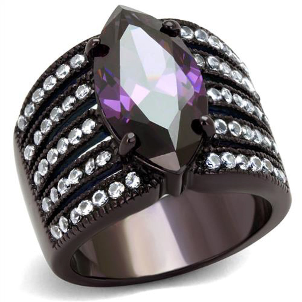 Women's 5.82Ct Marquise Amethyst CZ Brown Plated Stainless Steel Engagement Ring