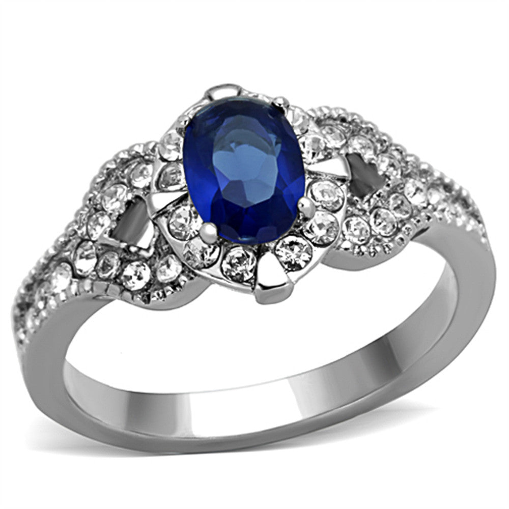 1.45 CT BLUE MONTANA CZ VINTAGE STAINLESS STEEL ENGAGEMENT RING WOMEN'S SZ 5-10