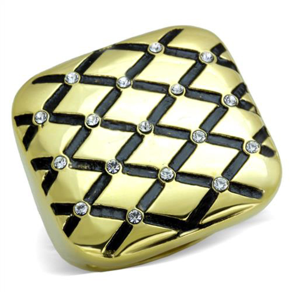 14k Gold Plated Stainless Steel Top Grade Crystal Fashion Ring Women's Size 5-10