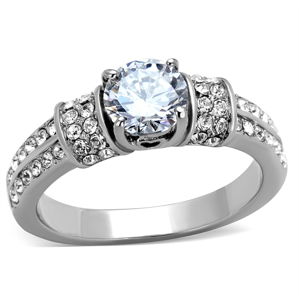 1.32CT ROUND CUT CUBIC ZIRCONIA STAINLESS STEEL ENGAGEMENT RING WOMENS SIZE 5-10