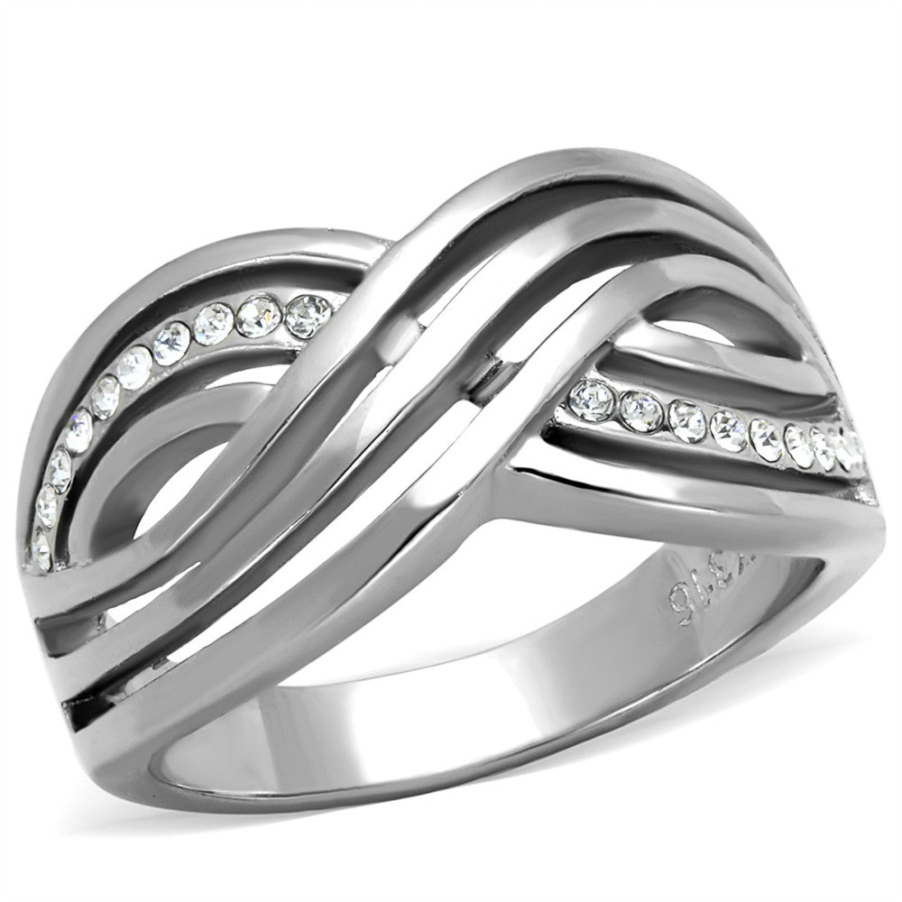 WOMEN'S ROUND CUT AAA CZ STAINLESS STEEL ANNIVERSARY/INFINITY RING BAND SZ 5-10