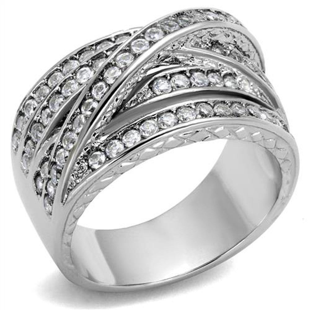 Women's Round Cut Cubic Zirconia Stainless Steel Anniversary Ring Size 5-10