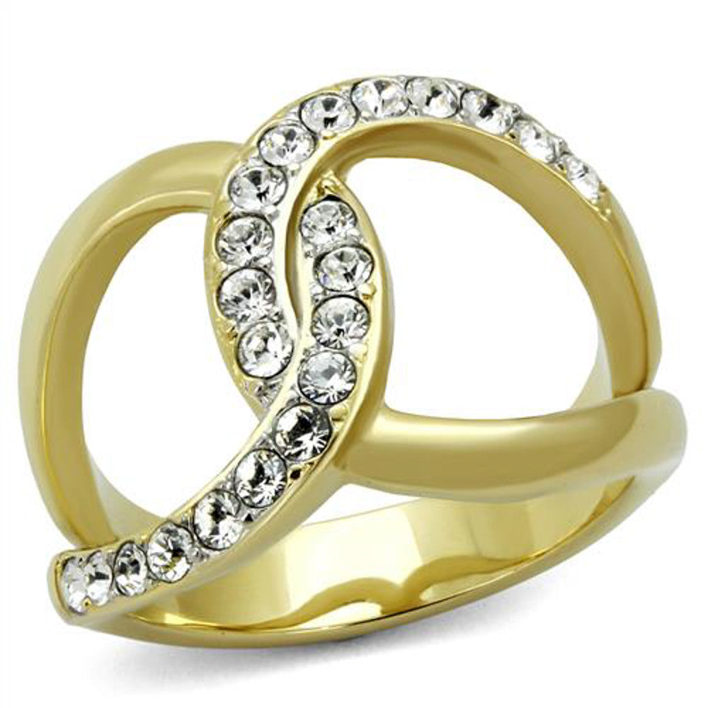 14k Gold Plated Stainless Steel Crystal Infinity Fashion Ring Women's Size 5-10