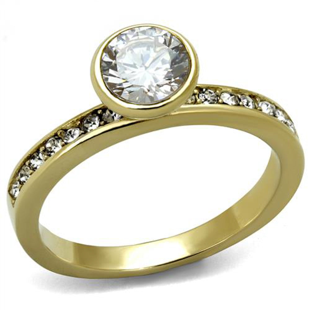 Women's .91 Ct Round Cut Cz Gold Plated Stainless Steel Engagement Ring Sz 5-10