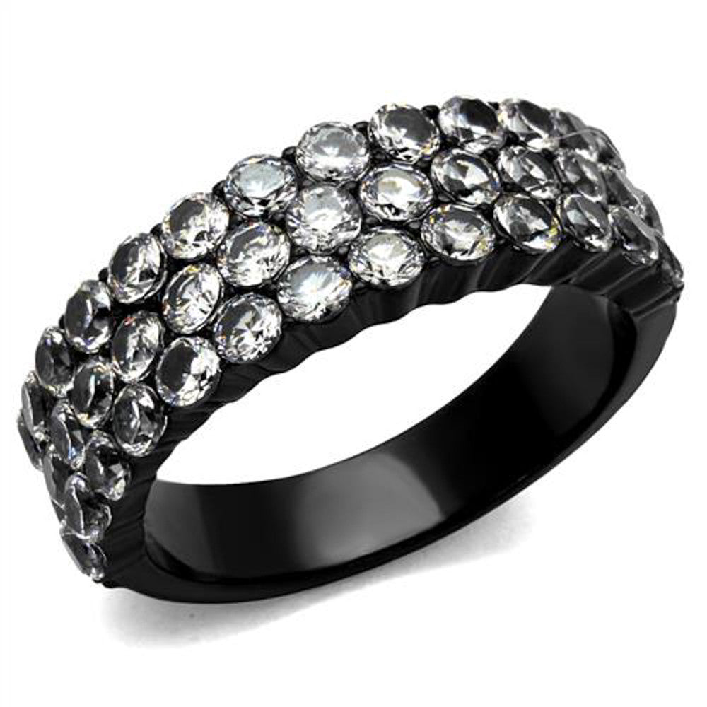 2.4 Ct Zirconia Stainless Steel Black Ion Plated Fashion Ring