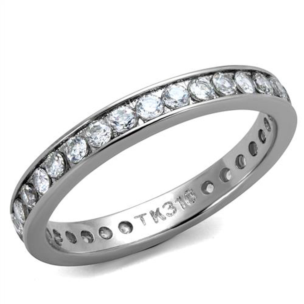 Women's Round Cut AAA Zirconia Eternity Anniversary Wedding Ring Band Size 5-10