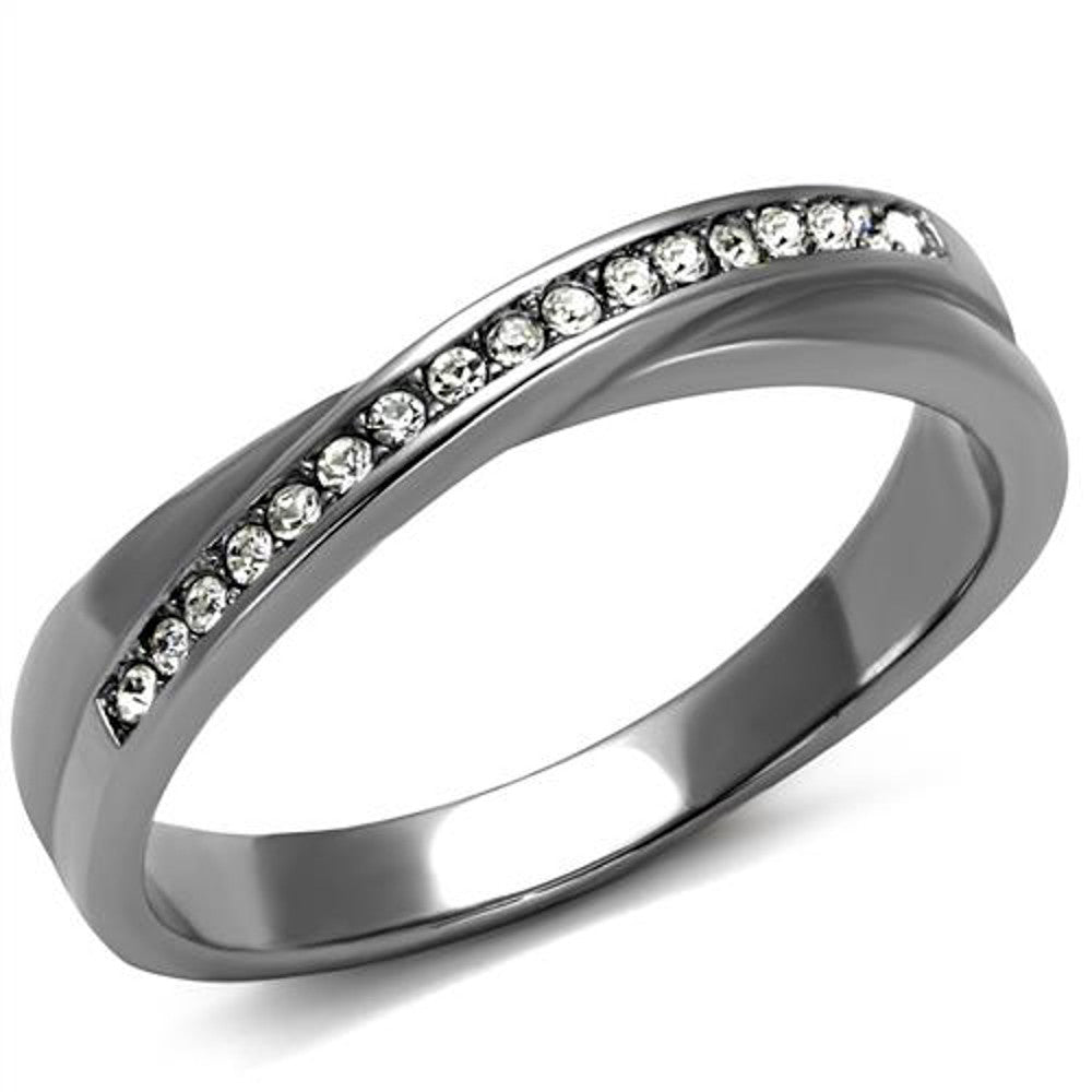 High Polished Stainless Steel Top Grade Crystal Fashion Ring Women's Size 5-10