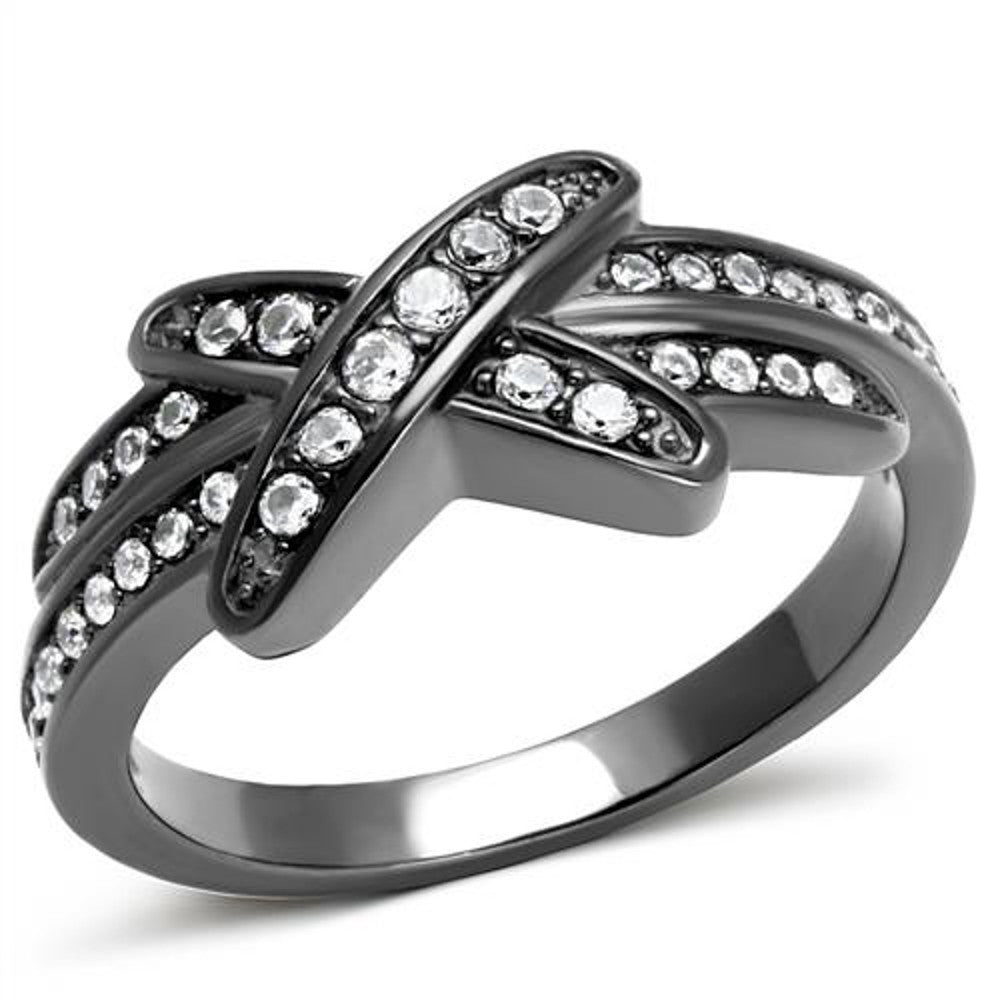 Light Black Stainless Steel AAA Grade Cubic Zirconia Fashion Ring Womens Sz 5-10