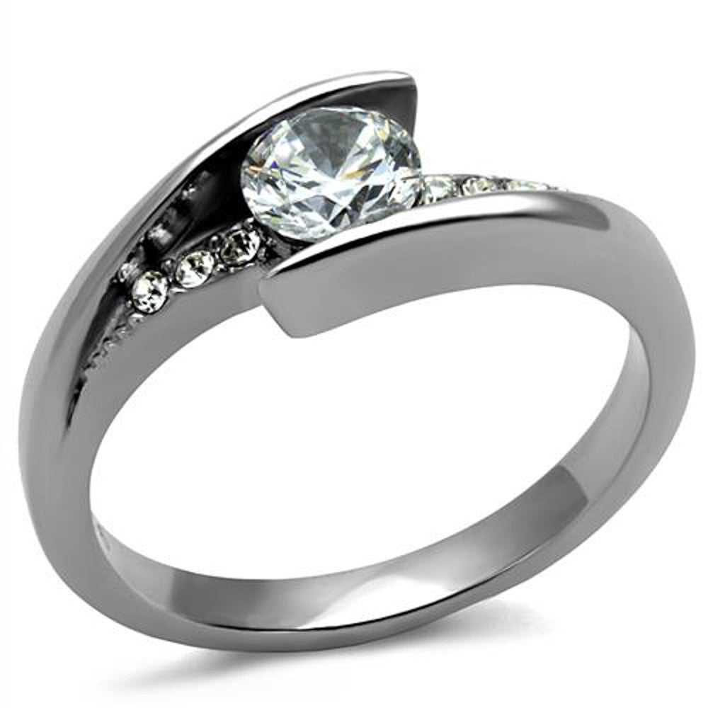 Women's .87 Ct Round Cut Cubic Zirconia, Stainless Steel Engagement Ring Sz 5-10