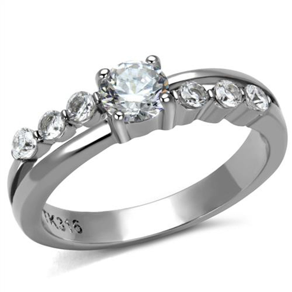 Women's .64 Ct Round Cut Cubic Zirconia, Stainless Steel Engagement Ring Sz 5-10