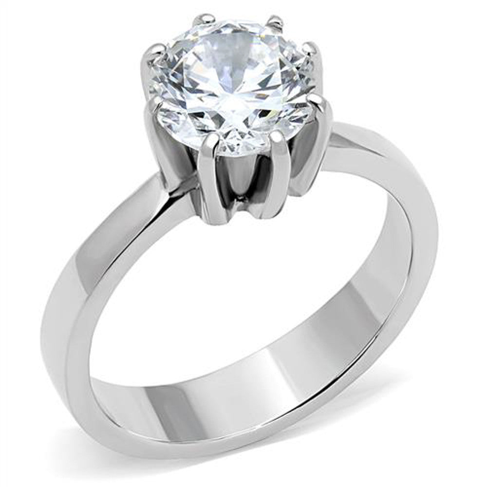 Women's 2.04 Ct Round Solitaire Zirconia Stainless Steel Engagement Ring Sz 5-10