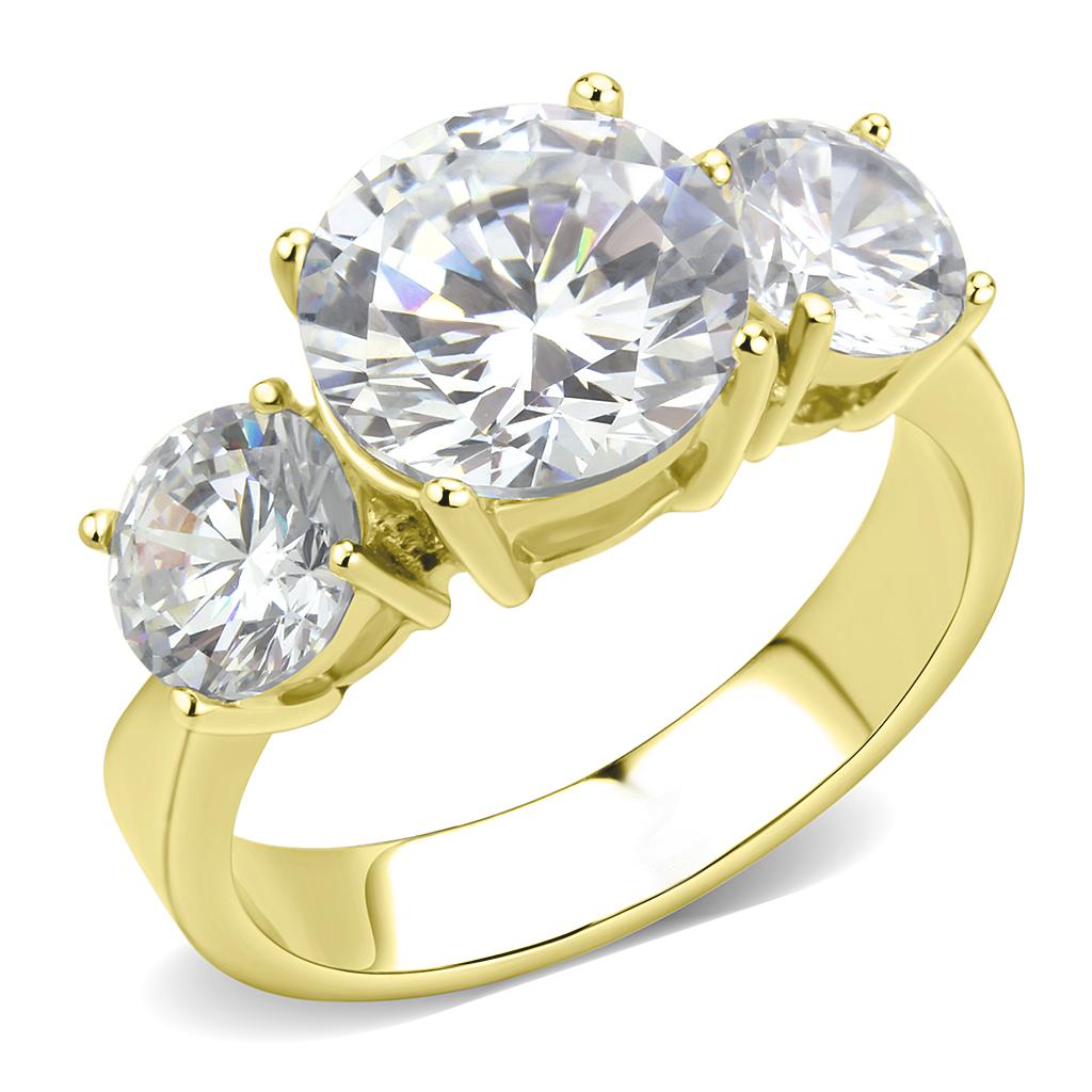 ARTK3672 Stainless Steel Gold Plated Women's Anniversary Engagement Ring Size 5-10