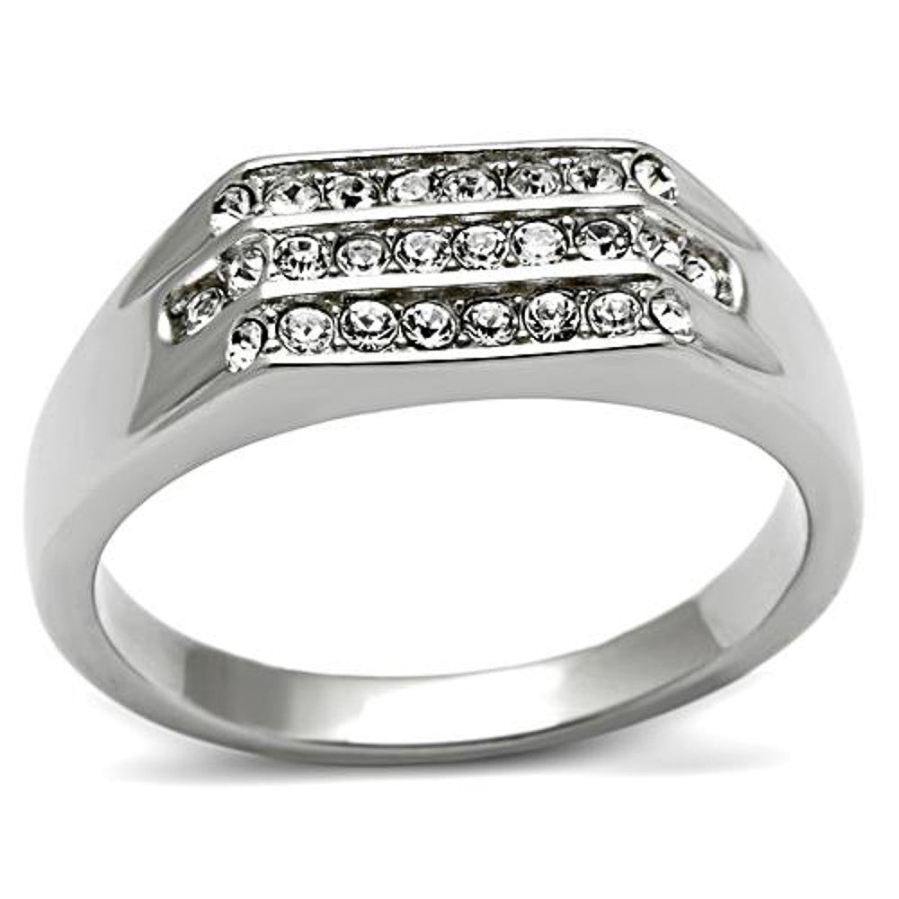 316 Men's .26 CT Simulated Diamond High Polished Ring Size 8-13