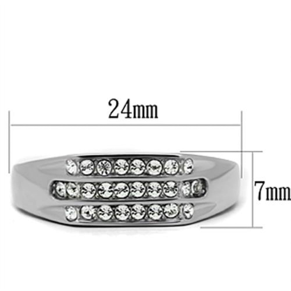 ARTK375 Stainless Steel 316 Men's .26 CT Simulated Diamond High Polished Ring Size 8-13