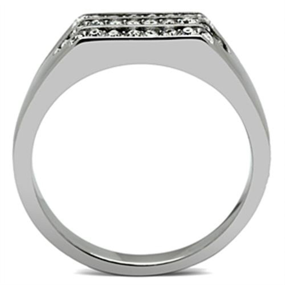 ARTK375 Stainless Steel 316 Men's .26 CT Simulated Diamond High Polished Ring Size 8-13