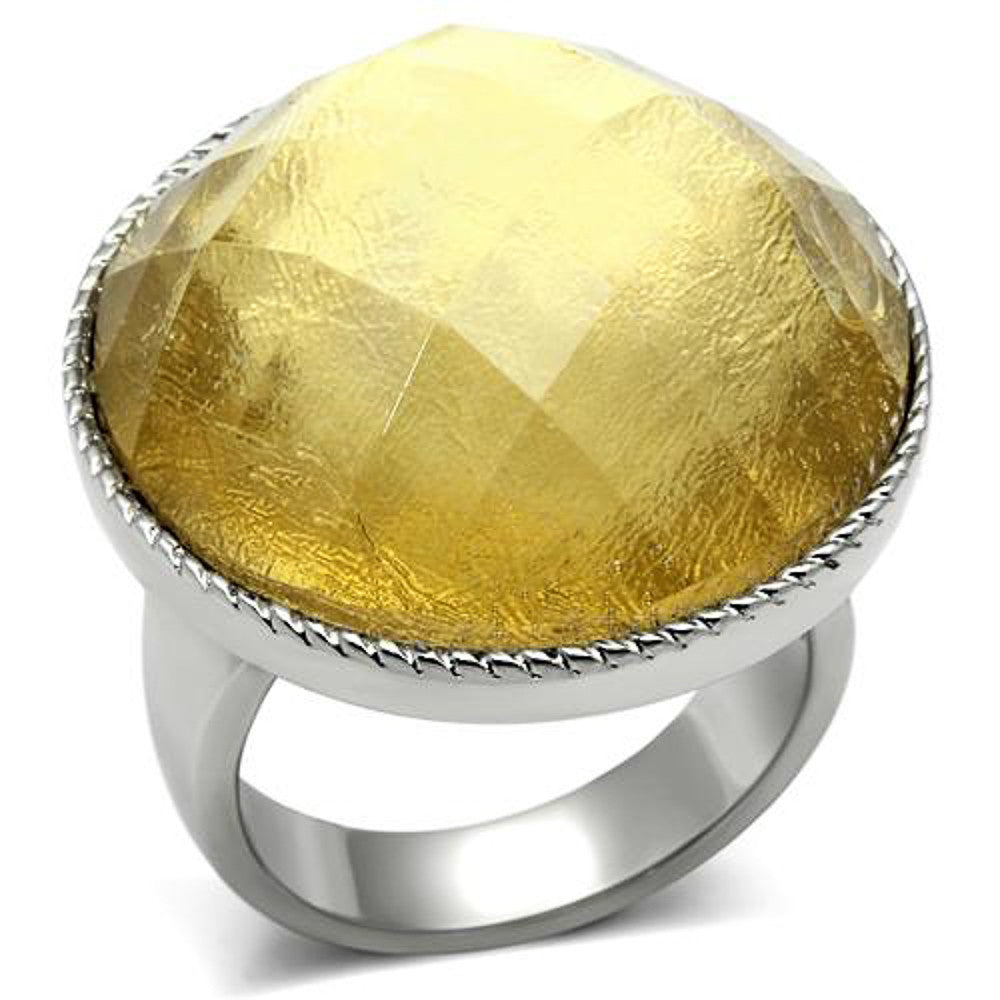 ROUND CUT 25mm SYNTHETIC TOPAZ STONE RING WOMEN'S SIZE 5-10