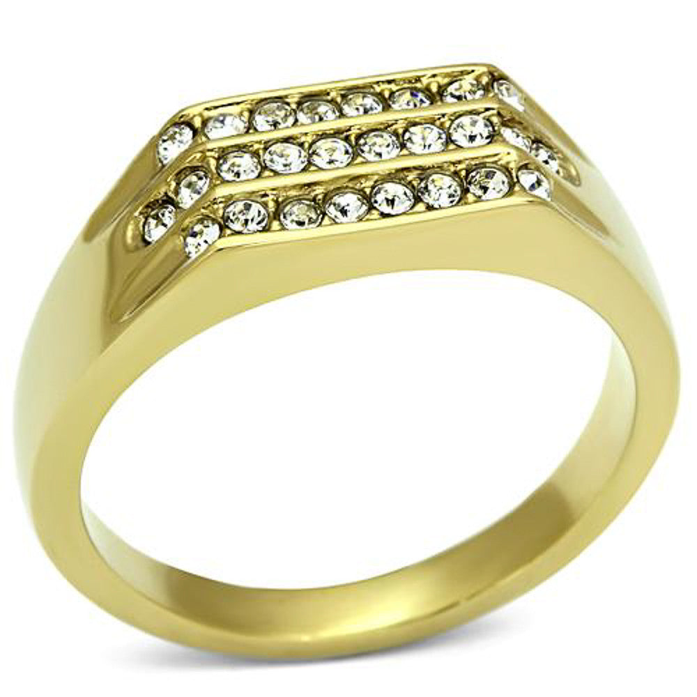 Men's 14K Gold Ion Plated .26 CT Simulated Diamond Ring Size 8-13