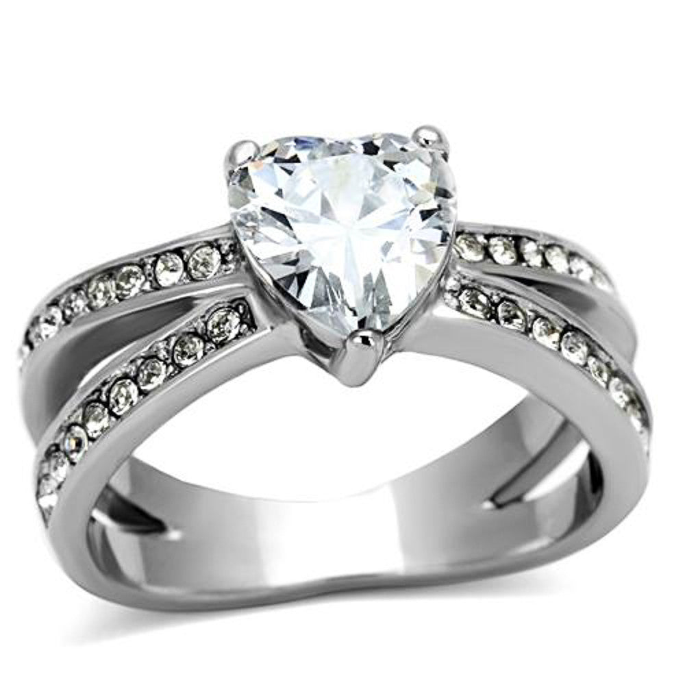 Stunning Heart Shape AAA CZ Engagement Wedding Ring Band Sz 5-10