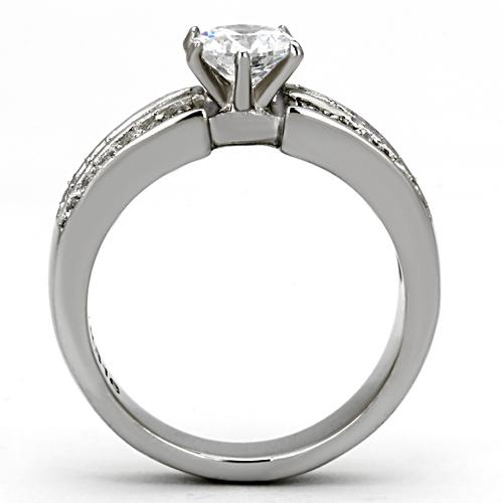 ARTK997 Stainless Steel 1.02 Ct Round Cut Cubic Zirconia Engagement Ring Women's Sz 5-10