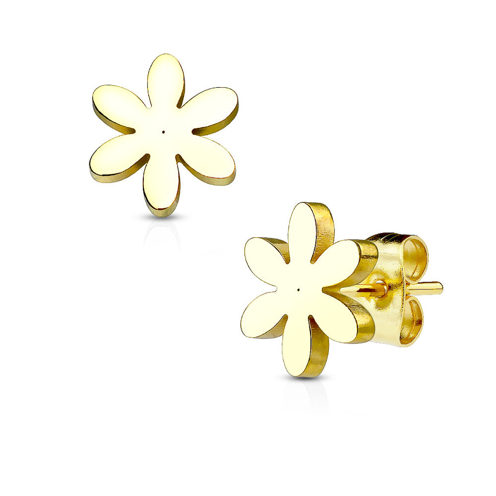 MJ-SE2426 Flower 316L Stainless Steel Earring Studs Pair