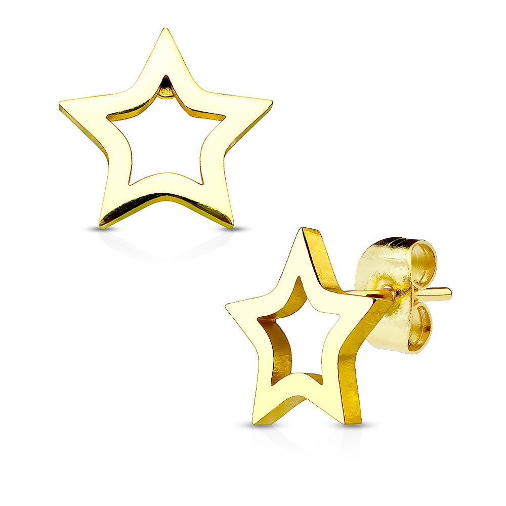 MJ-SE2423 Hollow Star 316L Stainless Steel Earring Studs Pair