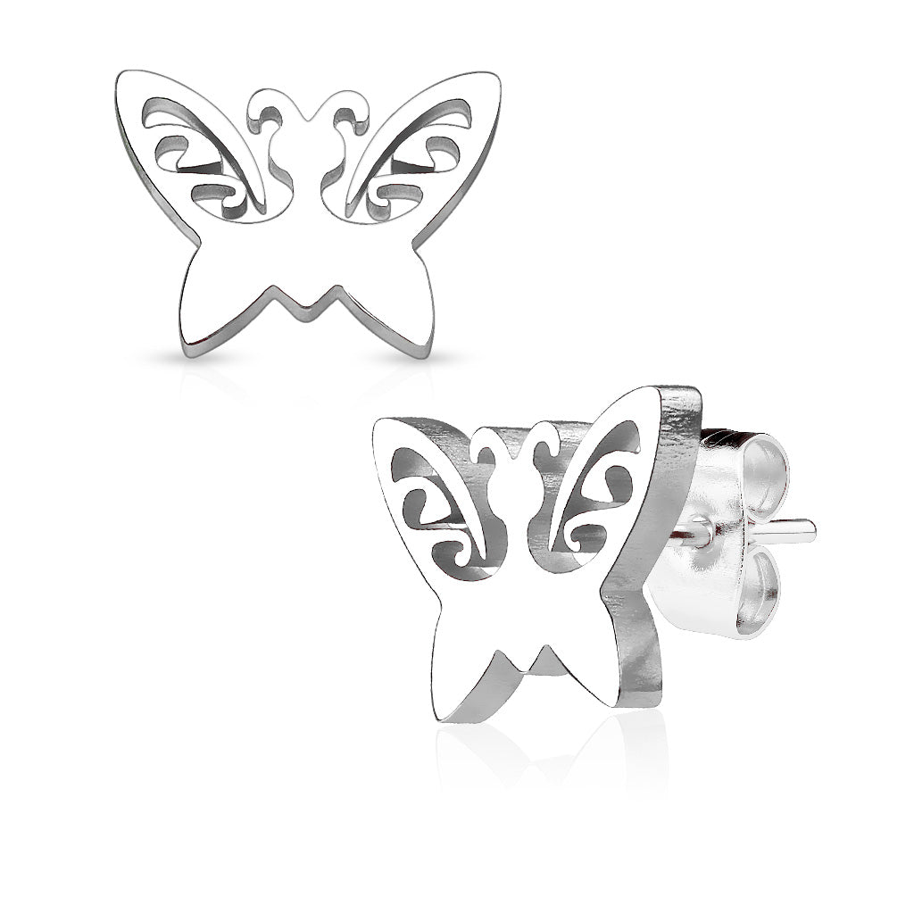 MJ-SE2458 Butterfly 316L Stainless Steel Earring Studs Pair