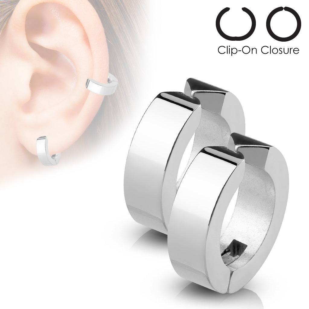 MJ-SFE-13531 Hoops Pair of 316L Surgical Stainless Steel Non-Piercing Ear Cuff Clip On Earrings