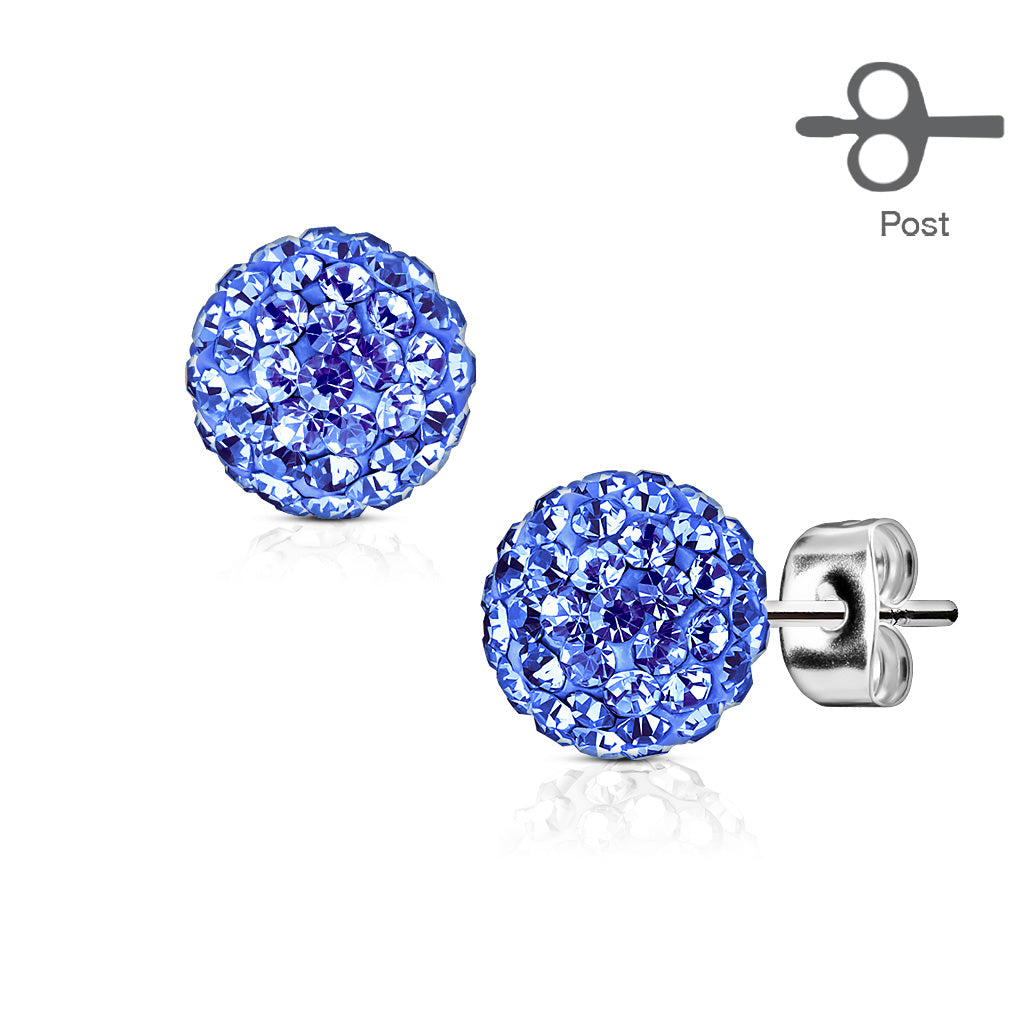 MJ-SE0106 Pair of 316L Surgical Steel Stud Earring with Multi Crystal Ferido Ball