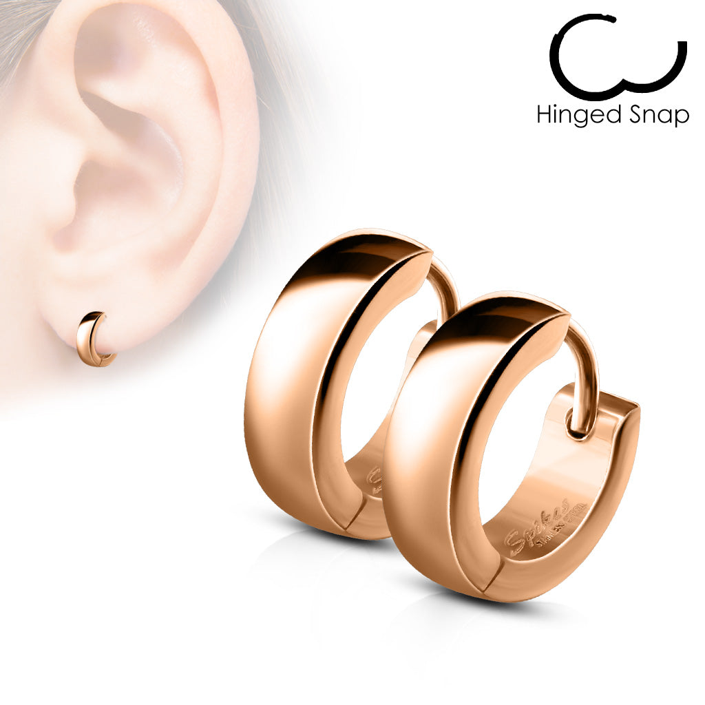 MJ-SE2003 Pair of Classic Plain Dome Hoop/Huggie Stainless Steel Earrings