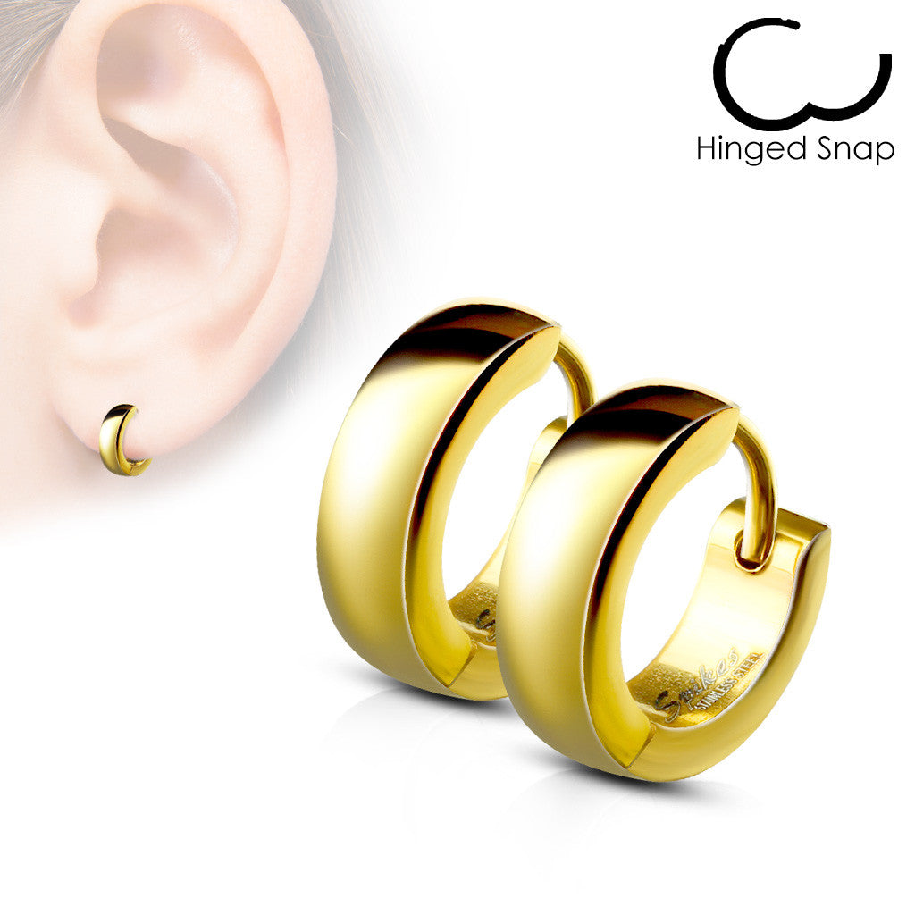 MJ-SE2003 Pair of Classic Plain Dome Hoop/Huggie Stainless Steel Earrings