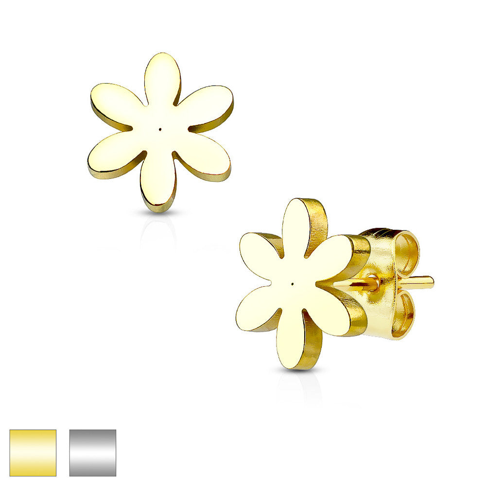 MJ-SE2426 Flower 316L Stainless Steel Earring Studs Pair