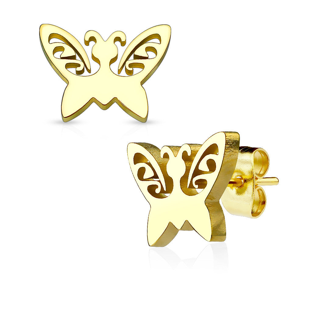 MJ-SE2458 Butterfly 316L Stainless Steel Earring Studs Pair