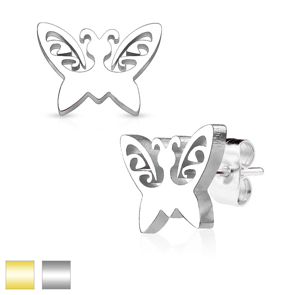 MJ-SE2458 Butterfly 316L Stainless Steel Earring Studs Pair