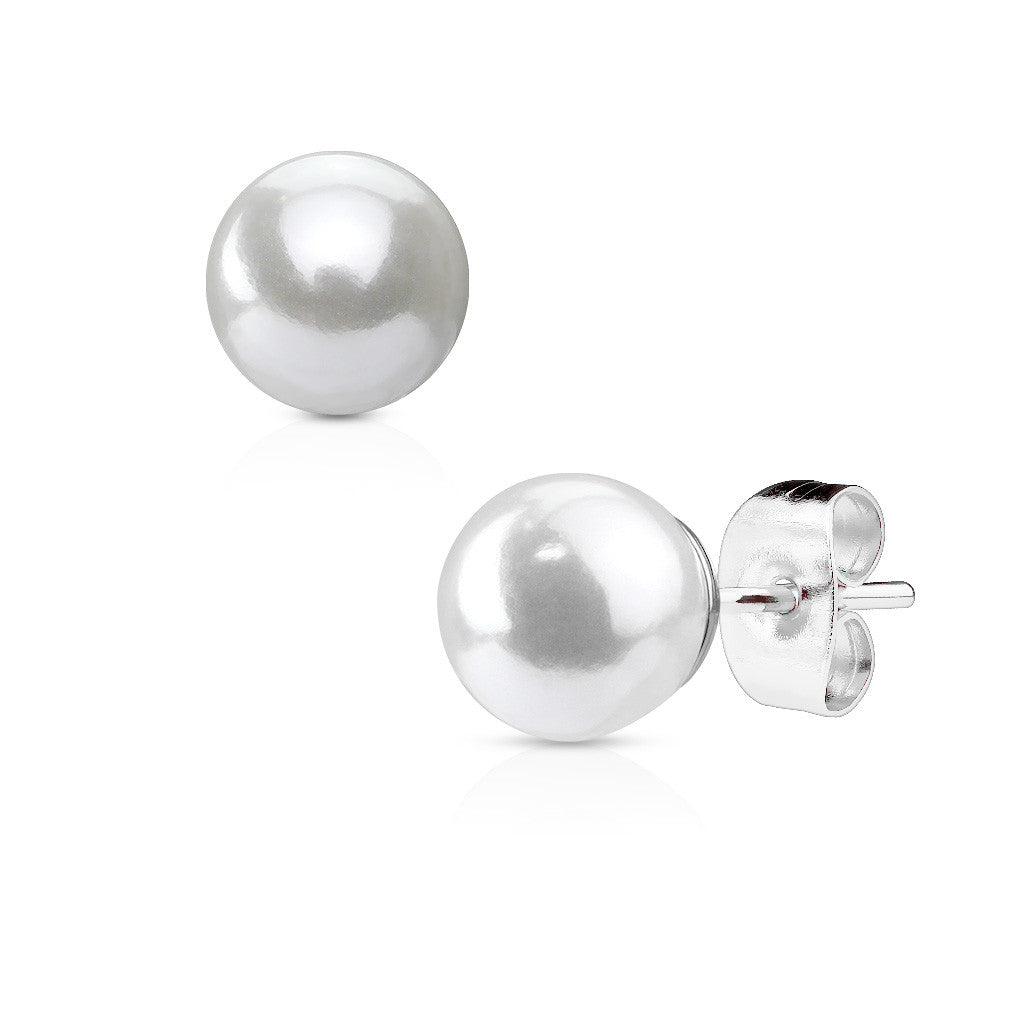 MJ-SE3090 Pair of Pearl 316L Surgical Steel Earring Studs