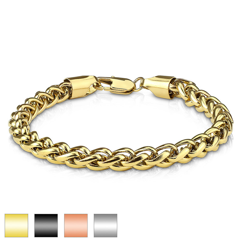 MJ-SSB-0760 Round Spiga Chain Stainless Steel Bracelets